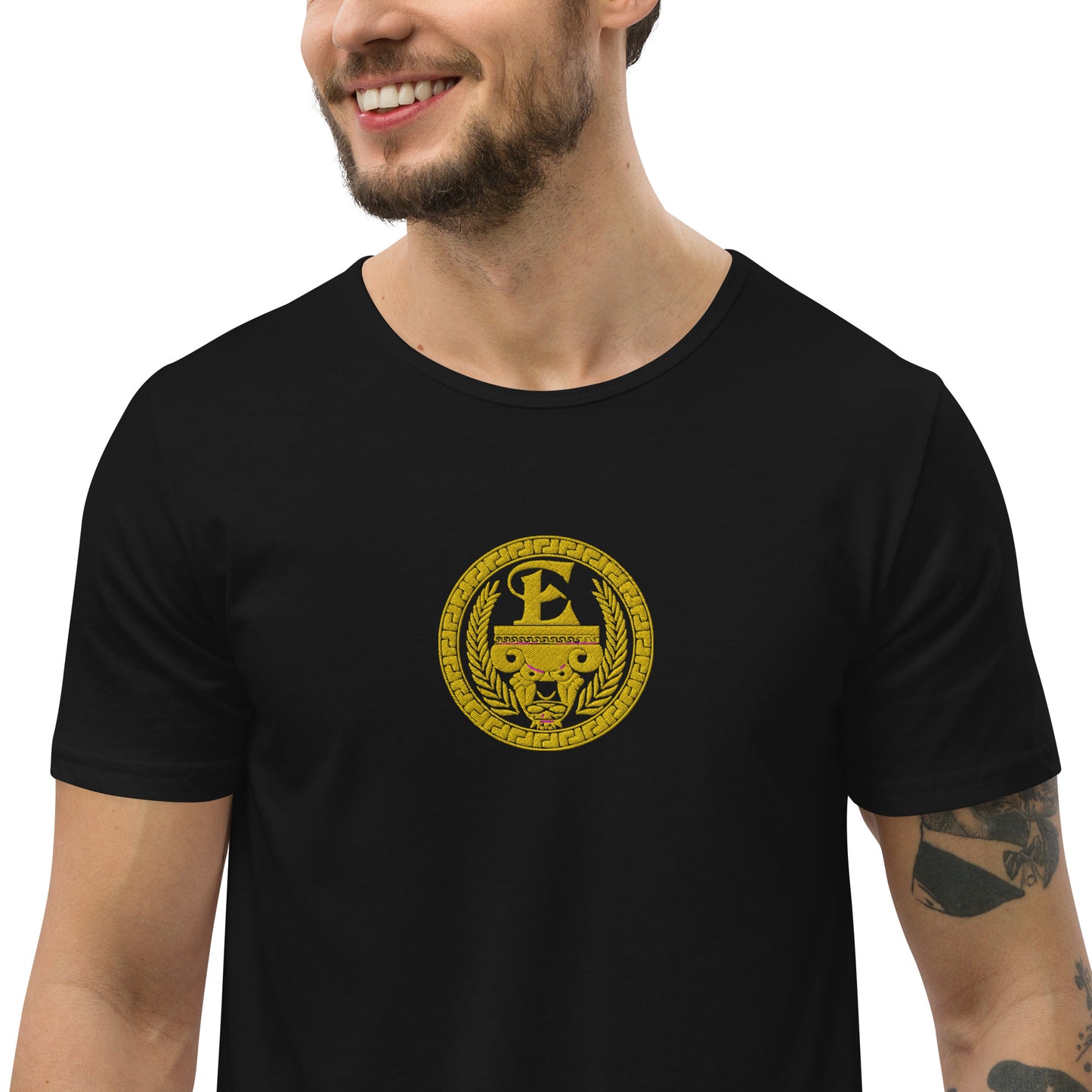 Estevez Embroidery Logo Curved Hem T-Shirt