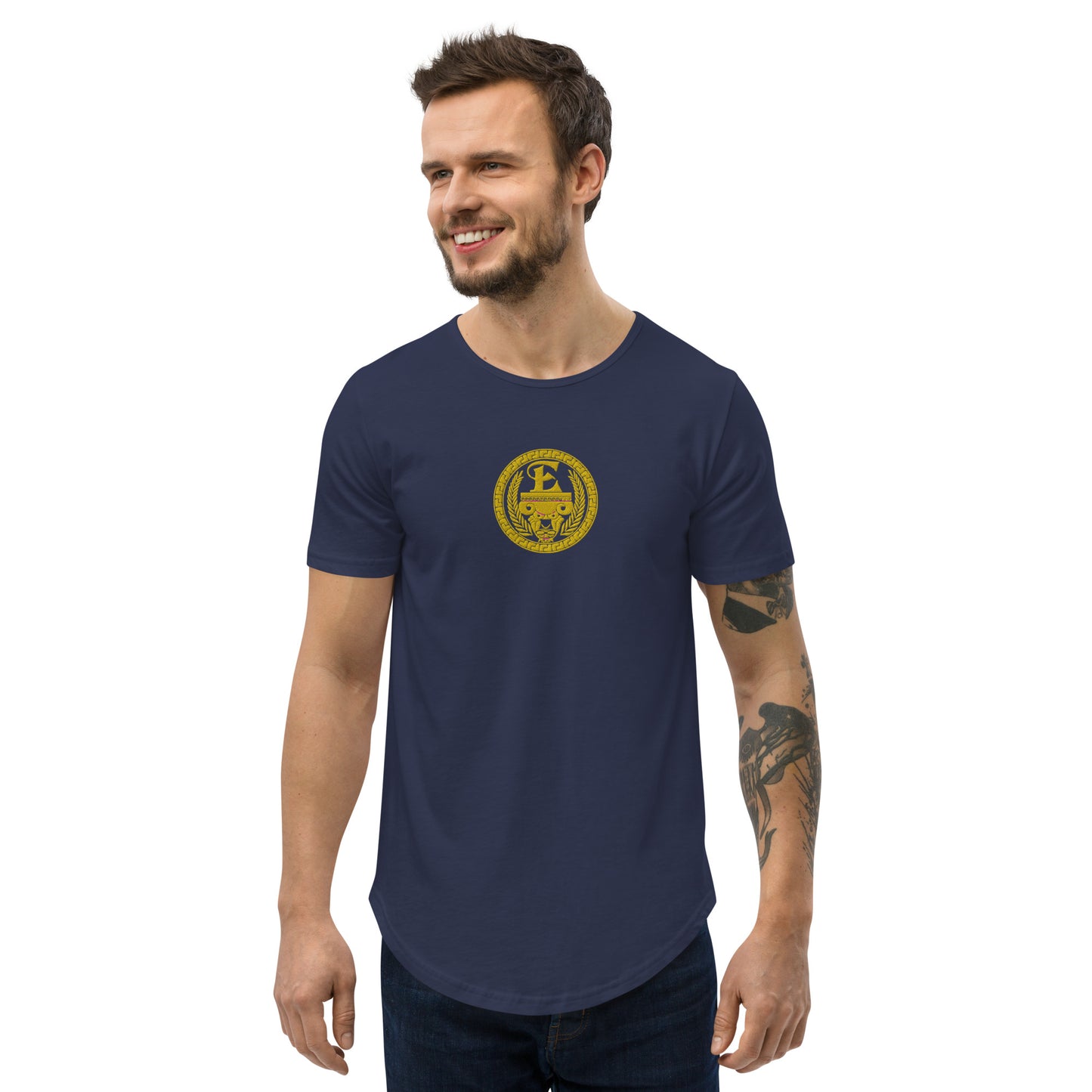 Estevez Embroidery Logo Curved Hem T-Shirt