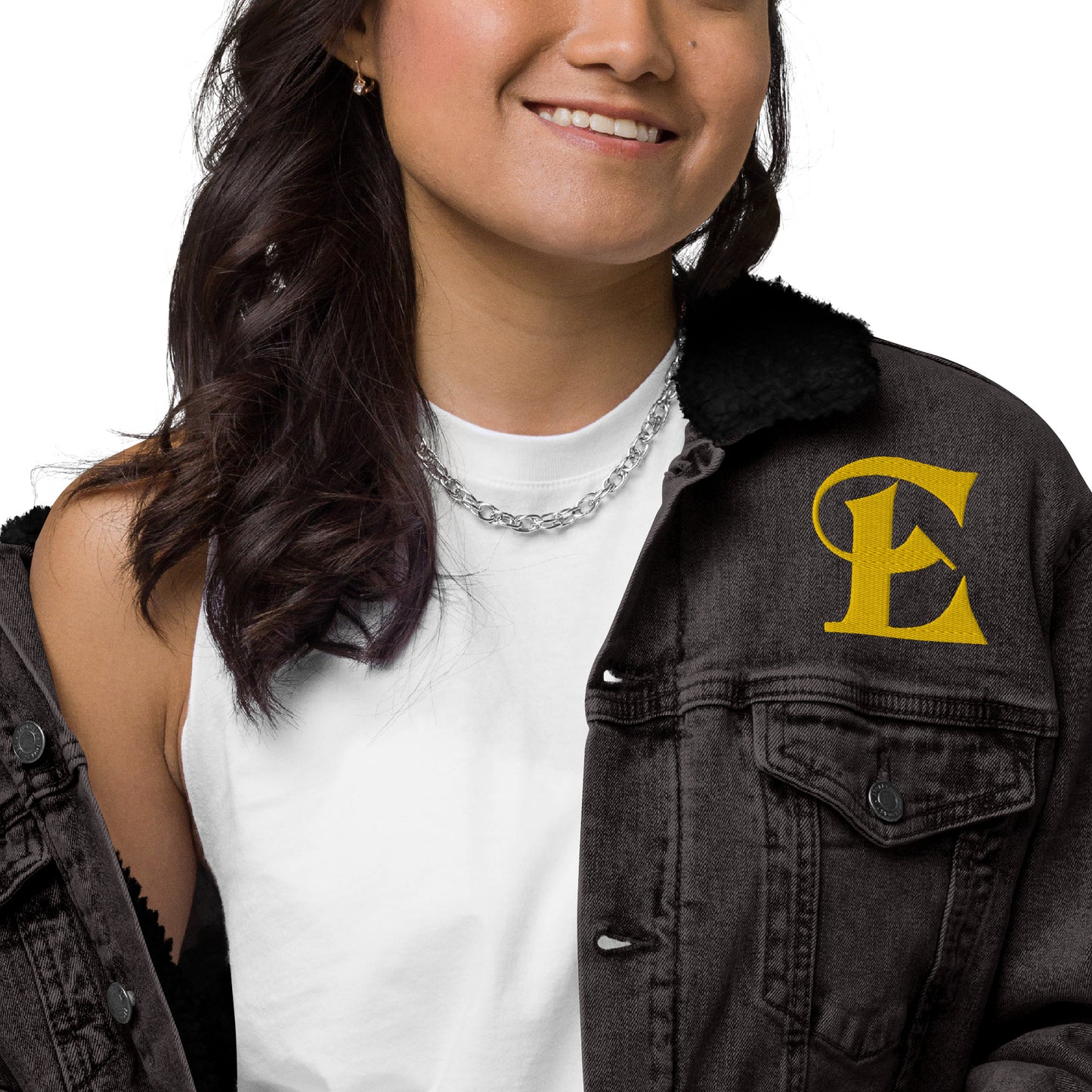 Estevez Embroidery Logo denim sherpa jacket