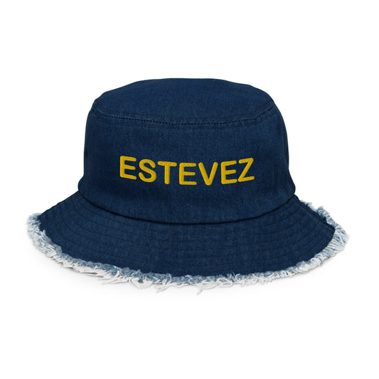Estevez Distressed Denim Bucket Hat