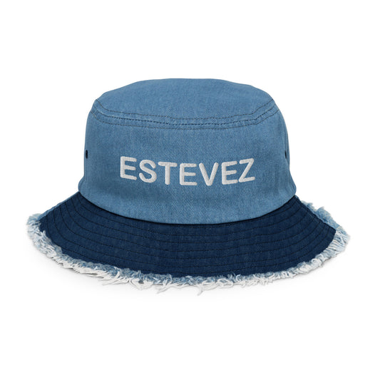 Estevez Distressed Denim Bucket Hat