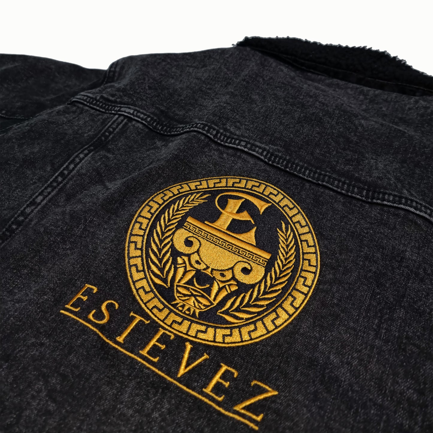Estevez Embroidery Logo denim sherpa jacket
