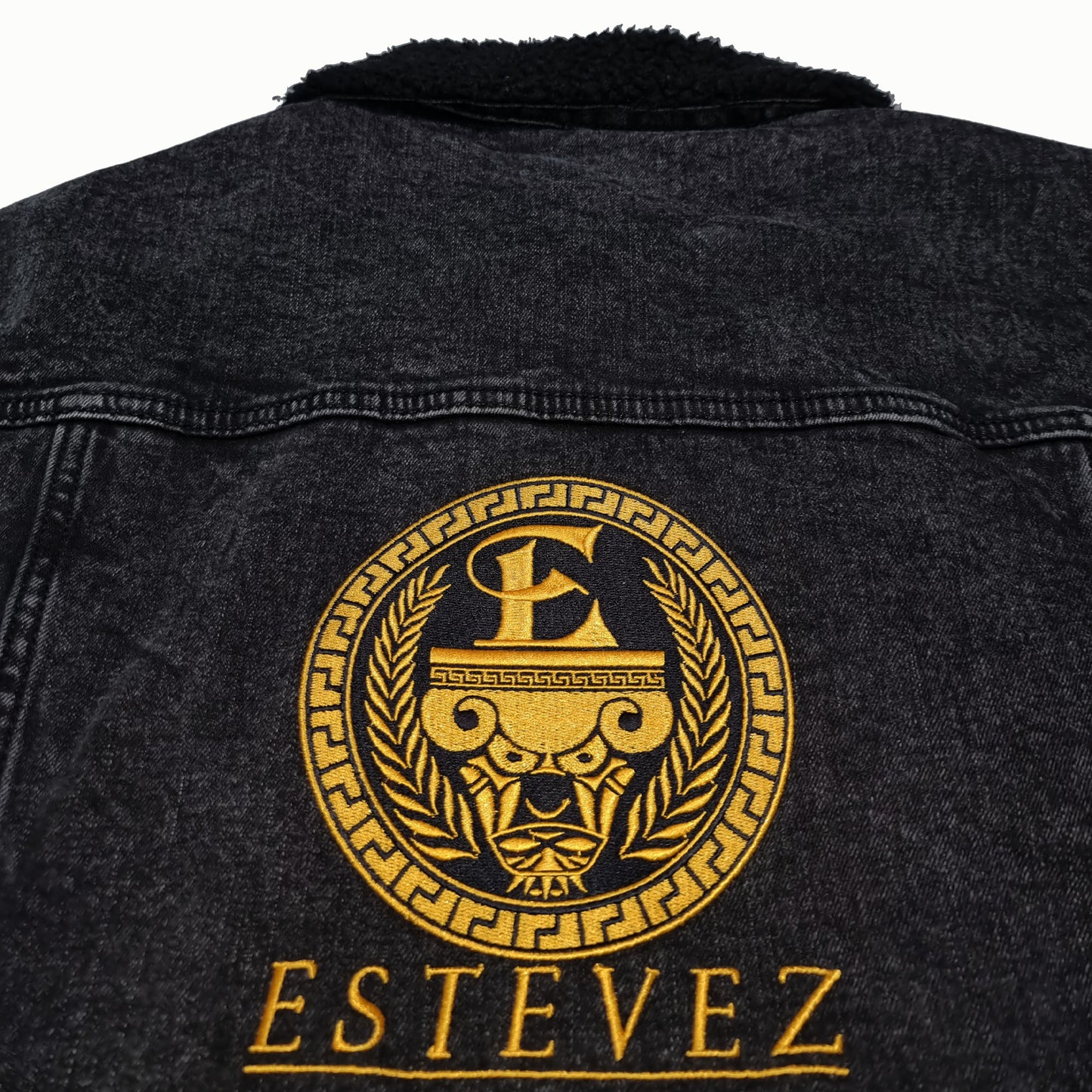 Estevez Embroidery Logo denim sherpa jacket