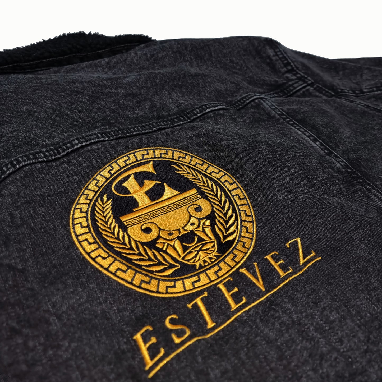 Estevez Embroidery Logo denim sherpa jacket