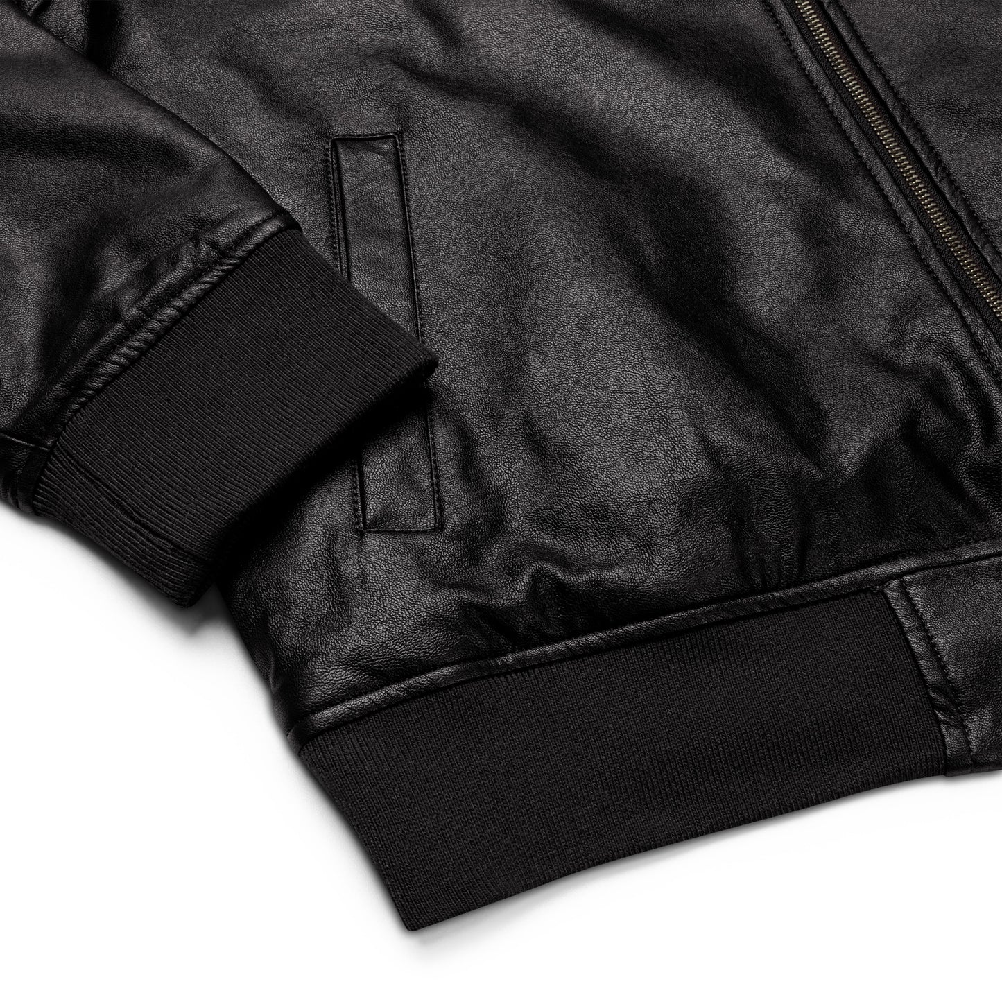 Estevez Leather Embroidery Logo Bomber Jacket