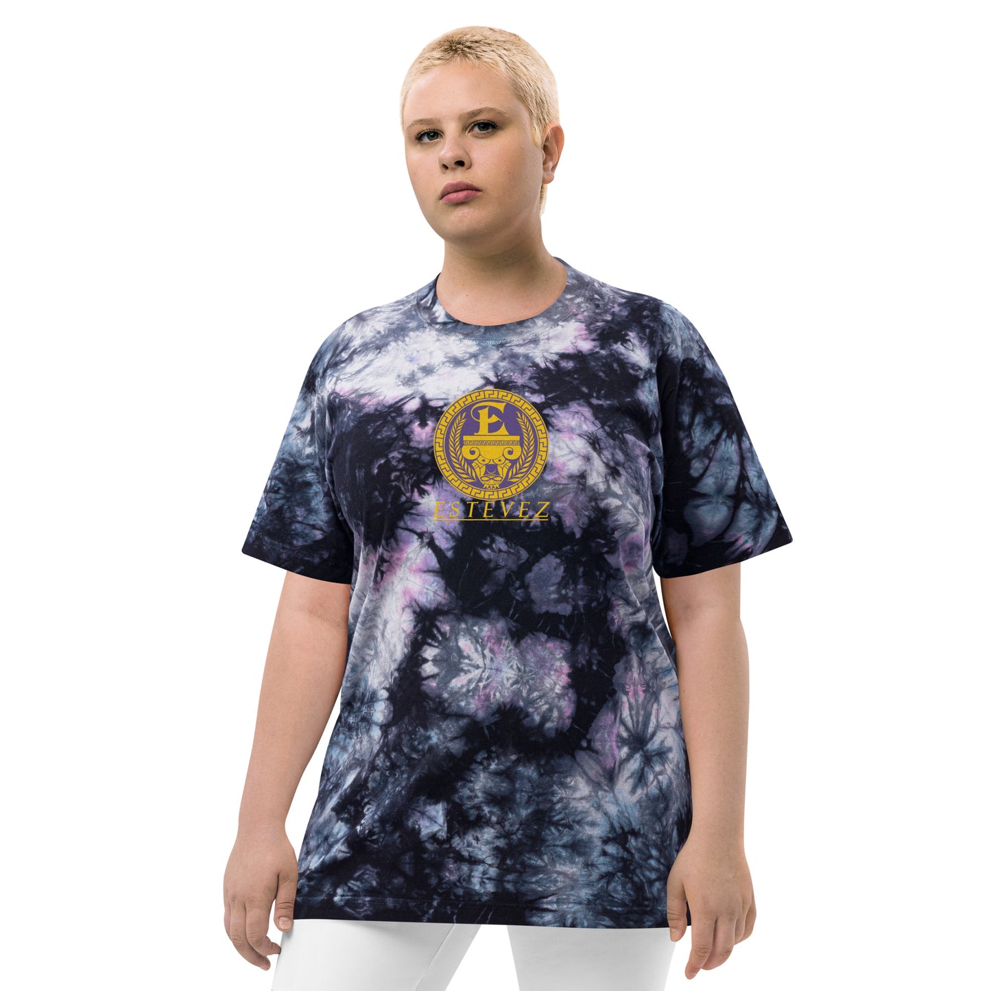 Estevez Logo Embroidery tie-dye t-shirt