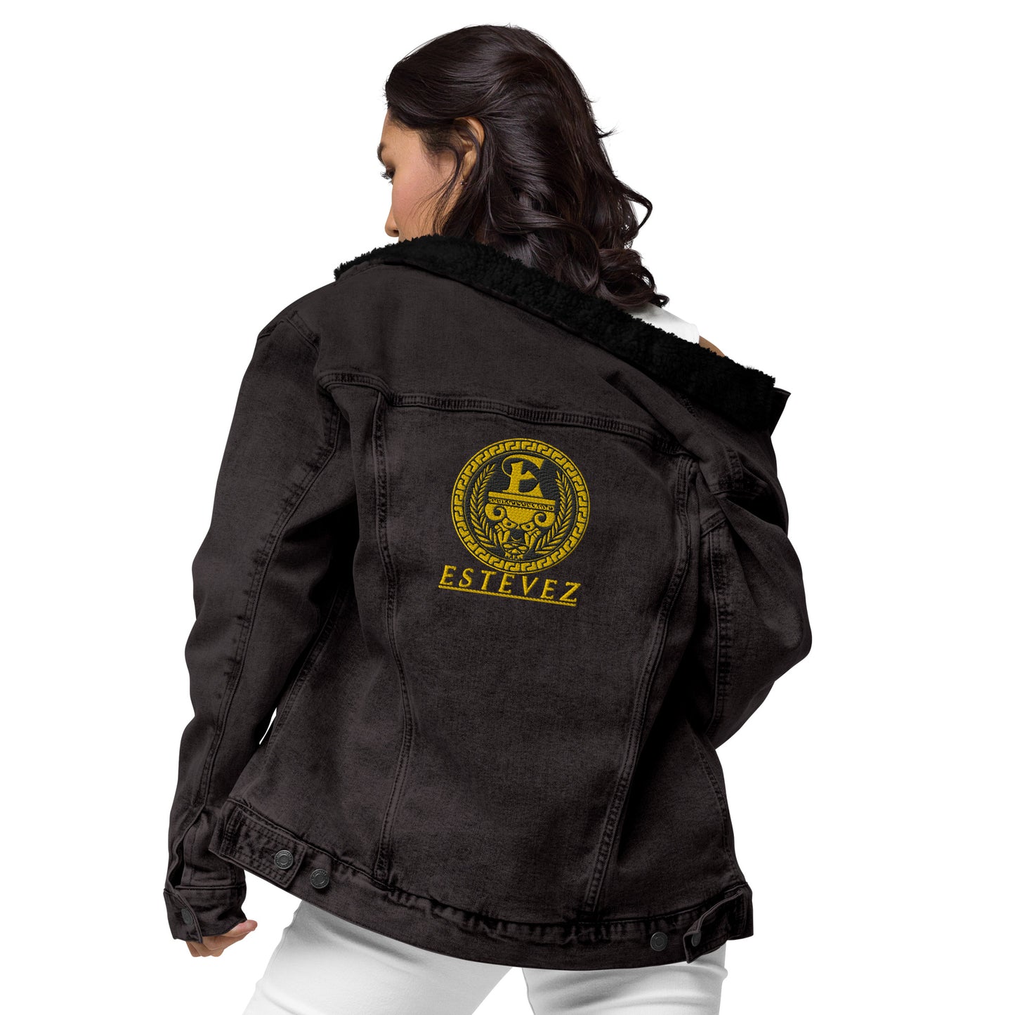 Estevez Embroidery Logo denim sherpa jacket