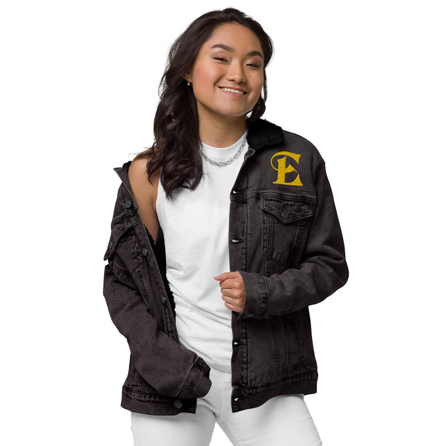 Estevez Embroidery Logo denim sherpa jacket