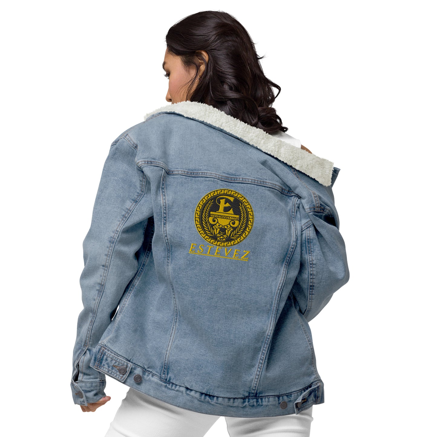 Estevez Embroidery Logo denim sherpa jacket