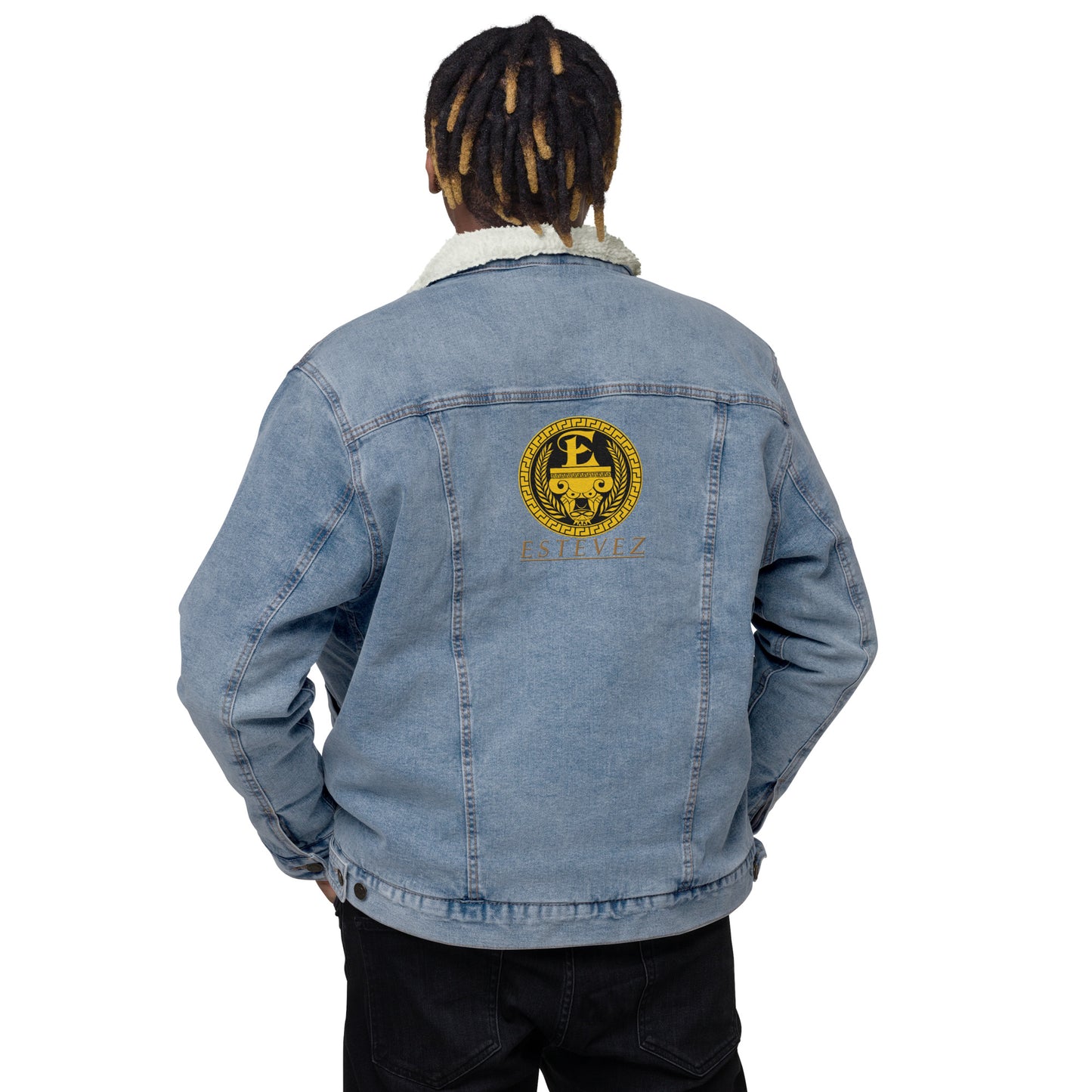 Estevez Chaqueta de sherpa vaquera con logo bordado