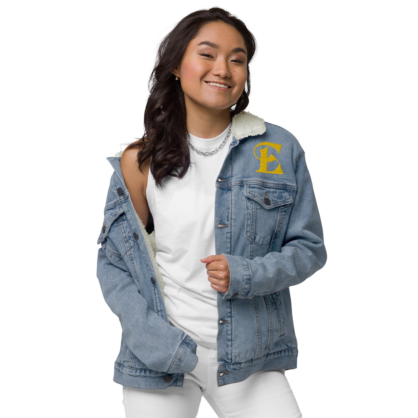 Estevez Embroidery Logo denim sherpa jacket