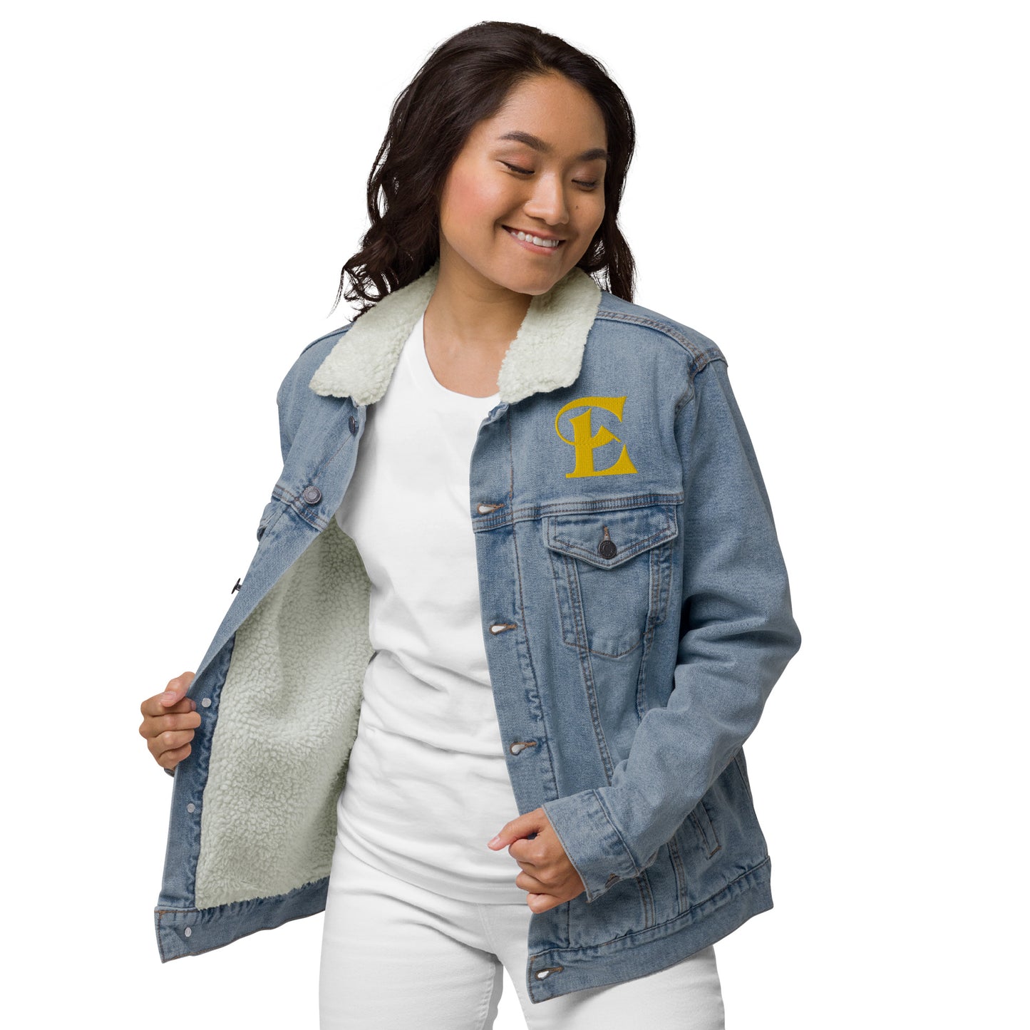Estevez Embroidery Logo denim sherpa jacket