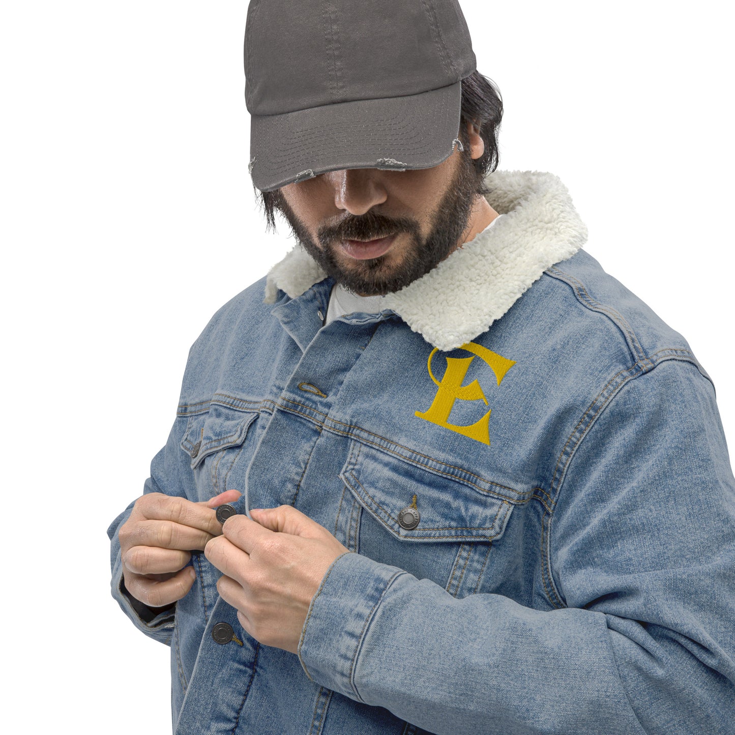 Estevez Chaqueta de sherpa vaquera con logo bordado