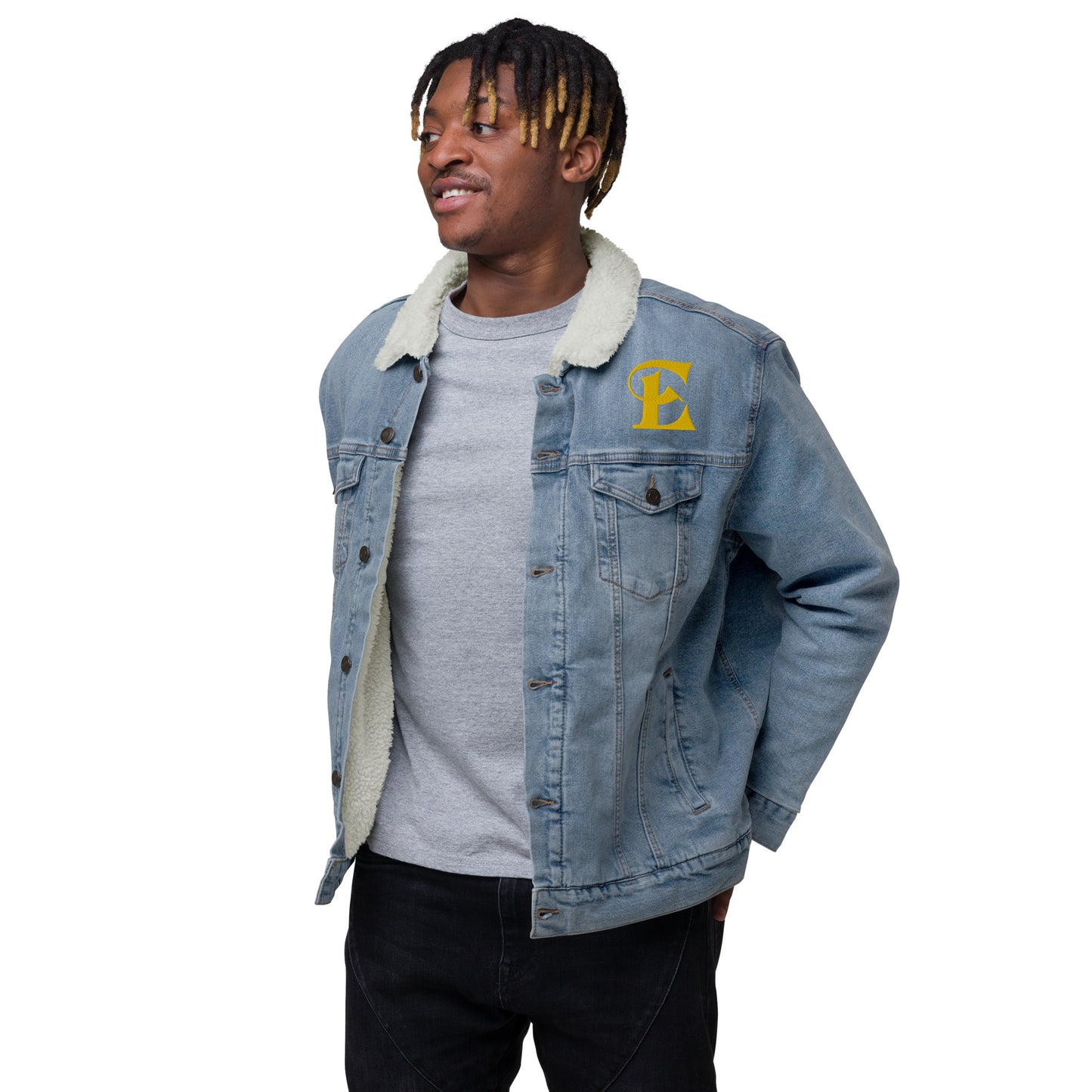 Estevez Chaqueta de sherpa vaquera con logo bordado