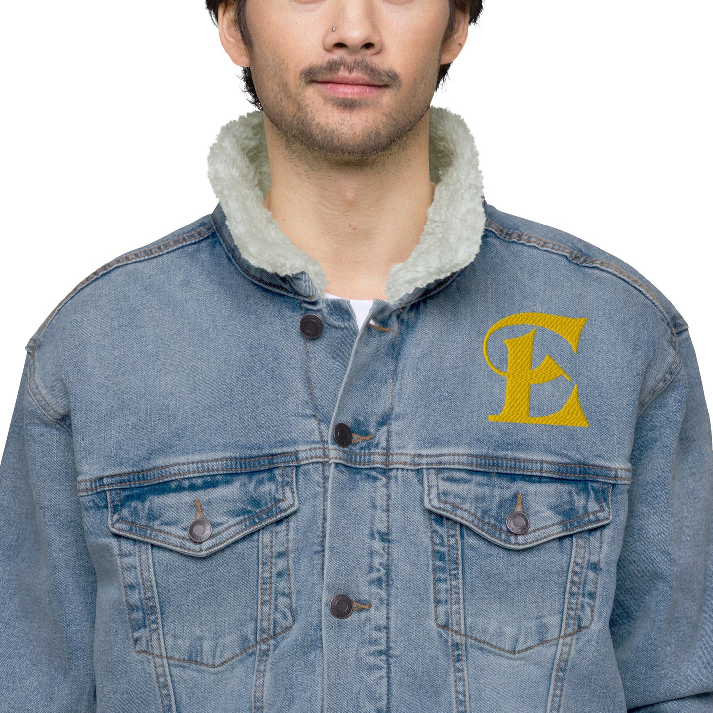 Estevez Chaqueta de sherpa vaquera con logo bordado